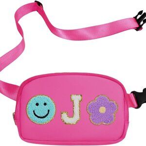 Personalized Pink Fanny Pack for Girls - Stylish Preppy Belt Bag (J Initial)